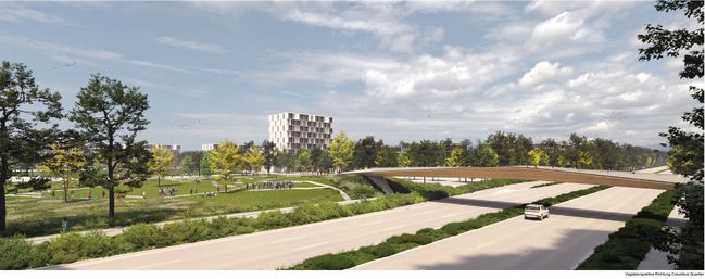 Zeichnung vom Bau des Franklin-Stegs, eine barrierefreie Brücke für den Rad- und Fußverkehr. (Quelle: DKFS Architects) Zeichnung vom Bau des Franklin-Stegs, eine barrierefreie Brücke für den Rad- und Fußverkehr.